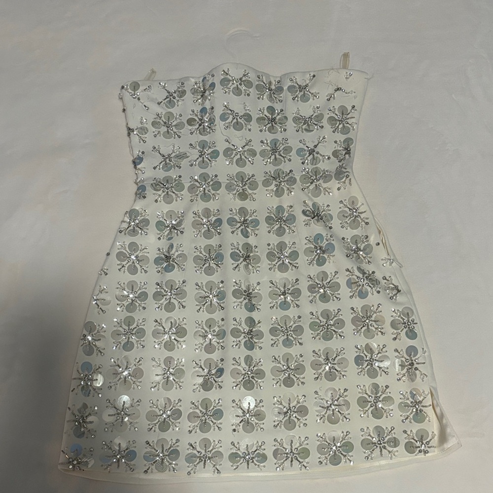 Oh Polly Cream Strapless Dress